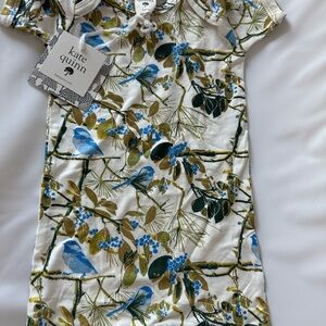 Kate Quinn Blue and Green Bird Print Onesie